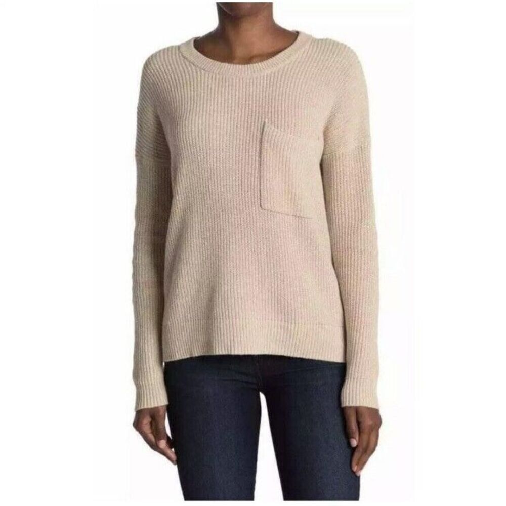 Madewell Women's Tan Oatmeal Thompson Pocket Pullover Sweater sz XS